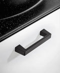 Two Pack 12 Inch Center To Center Kitchen Cabinet Handles Matte Black Arch Bow Pulls on white cupboard