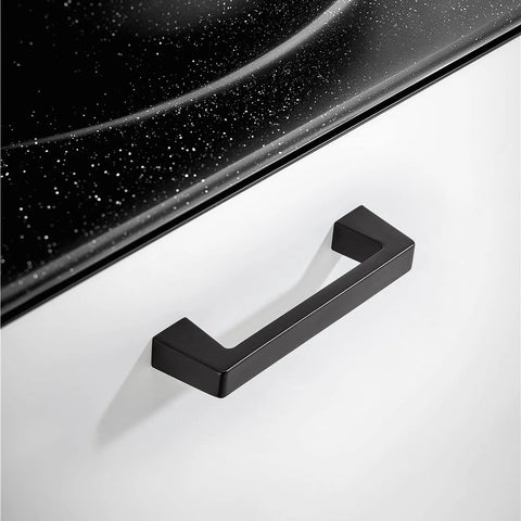 Two Pack 12 Inch Center To Center Kitchen Cabinet Handles Matte Black Arch Bow Pulls on white cupboard
