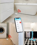 Zigbee Water Leak Sensor With Dripping Detection, 120dB Alarm near bathtub and washing machine, app alerts on mobile screen