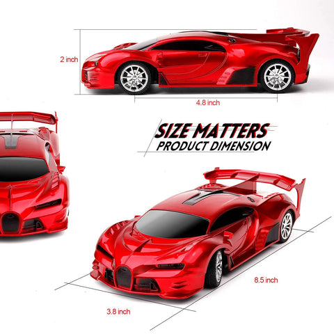 Dimensions of the Rechargeable High Speed One Eighteen Scale Remote Control Car For Indoor And Outdoor Play With Headlights Realistic Steering