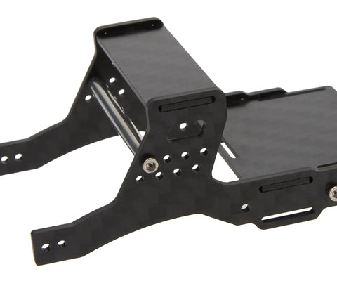 Dope LCG Carbon Fiber Chassis Frame for Axial SCX24 6x6 RC Crawler, showing side angle of lightweight frame with axle cover