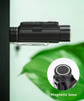 Angel Eyes E700S Beast Mode Bright 2800 Lumen Front Light with magnetic tail cap attached to metal surface, leaf in background.