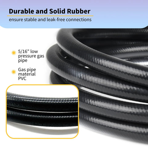 Close-up of durable rubber hose from 8 Feet High Pressure Propane Regulator With 20 Psi Adjustability And Hose QCC1 Connection
