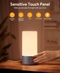 Touch Sensitive LED Table Lamp With Tunable Warm White And RGB Color Changing Night Light For Bedrooms Living Rooms And Hallways Great Reading Lamp For Any Space Gray with hand activating touch panel
