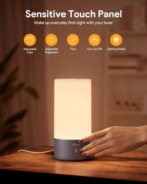 Touch Sensitive LED Table Lamp With Tunable Warm White And RGB Color Changing Night Light For Bedrooms Living Rooms And Hallways Great Reading Lamp For Any Space Gray with hand activating touch panel