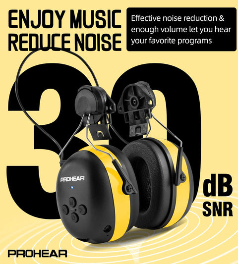 Hard Hat Compatible Bluetooth Hearing Protection Earmuffs With Noise Canceling Mic And 40 Hour Battery Life Built Rock Solid For The Job Site Or Lawn Work Keep Your Ears Protected While You Crank Up Tunes All Day Yellow