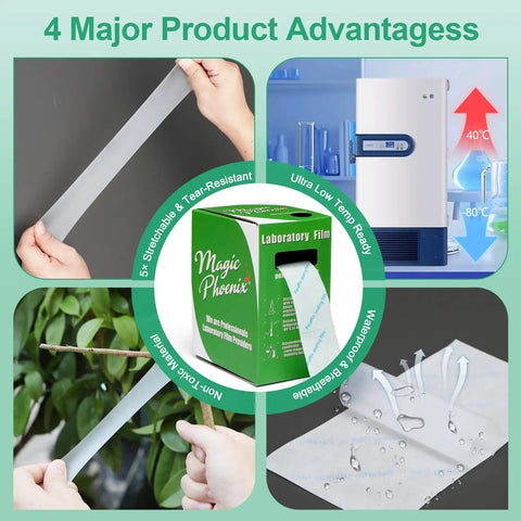 Self Sealing Paraffin Lab Wrap For Plant Grafting And Small Labware Pro Grade Pre Cut 1.2 Inch Wide Film 591 Inch Long No Cutting Required Fits Petri Dishes Test Tubes Grafts Budding Wraps Durable Lab Sealing Film in box with use examples
