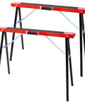 Heavy Duty Folding Saw Horses 2 Pack Built Tough As Nails For Real World Job Sites And Home Garage Projects Features portable steel bench stands.