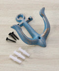 Vintage Rustic Cast Iron Nautical Anchor Wall Hooks Built Tough Real Heavy Duty Coat And Bath Towel Hanger With Quick Install Screws for easy mounting.