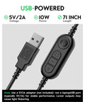 USB power cable and controls for Dope Eye Friendly 5 Inch Ring Light For Computer With Flicker Free Illumination.