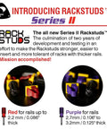 80 Pack Front Install Rack Mount Studs Set With 40 Red 2.2 mm And 40 Purple 3.2 mm Pieces For 19 Inch Racks With Square Punched Rails Cage Nut Free Quick Mount Solution showcasing red and purple Rackstuds