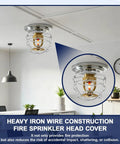 Heavy Duty Fire Sprinkler Head Guard Covers 8 Pack Compatible With One Half Recessed Ceiling And Sidewall Sprinklers, chrome steel construction.
