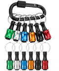 Six Color Drill Extension Bit Holder That Keeps All Your Bits In One Handy Clip With A One Quarter Inch Hex Shank Aluminum Alloy Build.