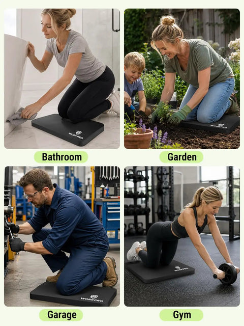 Kickin Extra Thick Kneeling Pad For Knee Comfort And Protection Large NBR Foam Kneeler Mat in use for bathroom, garden, gym, garage