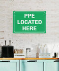 Mandatory PPE Safety Gear Storage Location Sign For Outdoor Use 8x12 Weatherproof Aluminum Plate on brick wall
