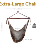 Outdoor Hammock Chair Swing for Reading and Chilling, Indoor or Patio Hanging Seat, Caribbean XL Mocha, 300 Lb Capacity shown hanging