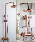 Shower System With 8 Inch Rainfall Head And 3 Function Wall Mounted Copper Shower Fixture Antique Brass Mixer Valve And Handheld Shower For A Luxury Bathroom Spa Upgrade