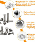 Sweet Silver Chicago Screws Kit Badass 120 Piece Rivet Bolt Set, silver nickel screws for easy leather craft installation.