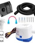 Beefed Up 1100 GPH 12V Automatic Boat Bilge Pump With Three Way Switch Panel And One And One Eighth Inch Diameter Plumbing Kit