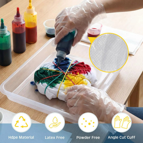 Person using 2000 Piece Tie Dye Rubber Band Kit With 200 Pairs Gloves And 200 Sealed Bags for DIY craft project