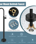 Oil Rubbed Bronze Freestanding Tub Filler With Single Lever Handle Floor Mounted Brass Bath Faucet diagram details