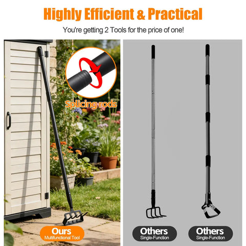 Beast Of A Heavy Duty Garden Hoe And Tiller 2 In 1 Tool With Adjustable 62 Inch Handle next to garden shed and comparison