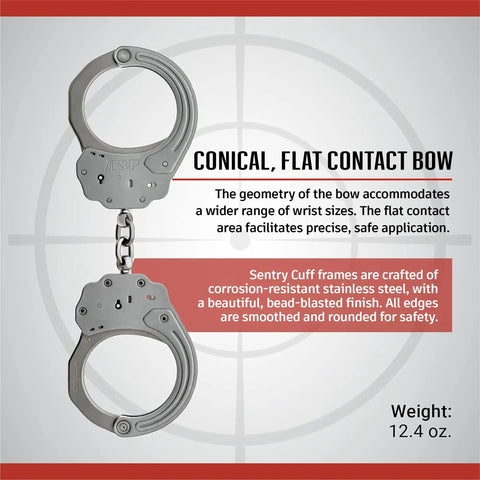 Stainless Steel Handcuffs For Law Enforcement Heavy Duty Professional Grade With Forged Steel Bows Bead Blasted Finish