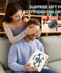 Couple with gift showing Foldable Brushless Drone With 2K HD Camera For Adults And Kids Long Flight Time RC Quadcopter