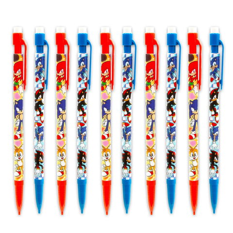 Hedgehog Themed Mechanical Pencils Bundle For Kids 10 Pencils With 4 Erasers Plus Stickers Classroom School Supplies Set For Boys And Girls Kid Friendly Back To School Art And Writing Kit, red and blue