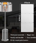 Heat Focusing Patio Heater Reflector Shield for Outdoor Heaters, 33x15 inches, silver aluminum shield in garden patio setting
