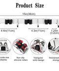 Diagram showing dimensions of 15-inch wall mount organizer with three tiers of hooks and four hangers, stainless steel, non-slip.