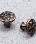 Antique Copper Round Cabinet Knobs 5 Pack for Drawers and Wardrobes, Zinc Alloy Decorative Pull Handles, 1-3/16 Inch Diameter view