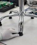 Built Tough Antistatic Shop Stool Height Adjustable Rolling Work Seat With Swivel Casters For Cleanrooms And Assembly Lines, chrome base with rubber feet