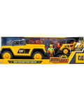 Boxed Worksite-Ready Skid Steer And Pickup Crew Set For Kids, 15-Piece Construction Toy Playset With Pickup Truck, 2 Figures