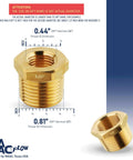 Brass MAACFLOW 1/2" Male NPT to 1/4" Female NPT adapter reducer hex bushing