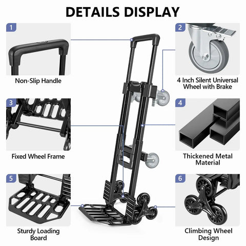 3 In 1 Convertible Stair Climbing Dolly For Home And Warehouse Use Heavy Duty Dolly Cart With 660 Lbs Capacity Detail Display