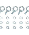 Five Pack M10 Galvanized Carbon Steel Eye Bolts Kit With Nuts And Washers For Heavy Duty Tie Downs Indoors Outdoors Lifting Ring Type Eye Bolts Three Eighths Inch By Nearly One Inch Ring Inner 21mm Outer 36mm Silver, with nuts and washers