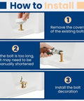 Installation steps for Gold Elephant Ceramic Toilet Bolt Covers, 2 Pack, Decorative Screw Caps For Most Toilet Bolts.