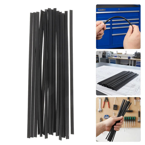 Black Plastic Welding Rods Set 100 Pcs Pro Grade Polypropylene 7.87 Inch Flexible and Durable for Car Bumpers and Kayak Repairs Easy DIY Weld Kit with Nearly Invisible Seam Finish, black rods bundle