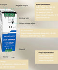 Built Tough 120W 48V Din Rail Power Supply AC DC Universal Input, detailed view showing connection ports and specifications.