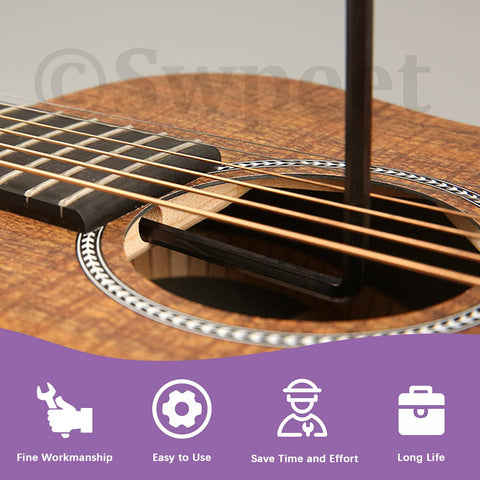 Guitar Allen Wrench Set With 13 Pieces for precise truss rod adjustments on a guitar, shown adjusting through sound hole.