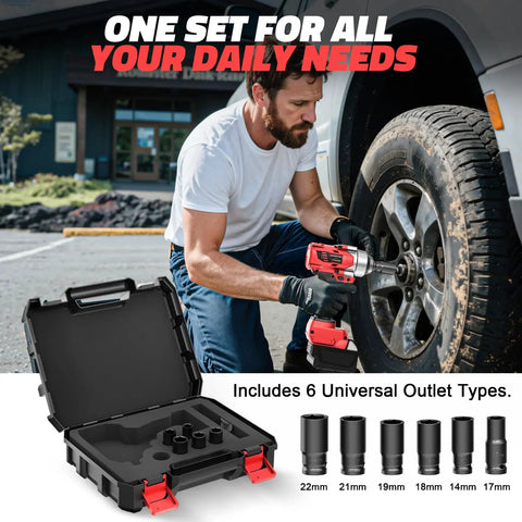 Cerycose Cordless Impact Wrench 1/2 Inch Compatible With Milwaukee 18v Battery 750 Ft Lbs High Torque Brushless Electric Impact Gun Led Light & 6 Sockets Bare Tool Ready For Any Job