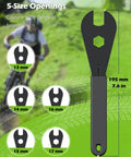 Five Piece Bike Cone Wrench Set 13, 14, 15, 16, 17 Mm Slim Open End Spanners showcasing wrench sizes and rubber grip