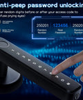 Secure anti-peep function of 4 In 1 Fingerprint Door Lock With App Control, Password Access, Backup Key, And Keyless Entry, Silver