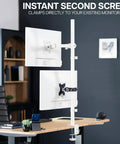 Tough As Nails Steel Monitor Pole Mount With Quick Release Vesa Plates For Up To 30 Inch Displays securely holds two monitors.
