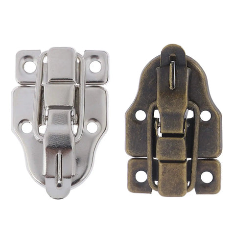 Two Pack Key Hasp Lock Set For Jewelry Boxes And Small Chests, Heavy Duty Iron Toggle Latch Buckle, Antique Metal Style