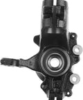 Front view of Front Left Wheel Hub Bearing And Steering Knuckle Assembly For Ford Focus 2012 2013 2014 2015 2016 2017 2018 2.0L FWD Preassembled Bolt On Replacement Part Easy Install Driver Side