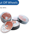 Beefed Up 7 Inch Cut Off Wheels For Metal And Stainless Steel Cutting Discs For Angle Grinders, pack of 100 visible on packaging.