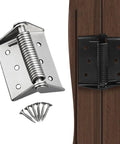 Heavy Duty Self Closing Spring Door Hinge with Screw Automatic Door Closer Hinge in silver with screws and door mount