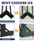 Comparison of 18 Inch Hairpin Table Legs Set with strong welds and flat base plate vs weak welds and uneven base plate